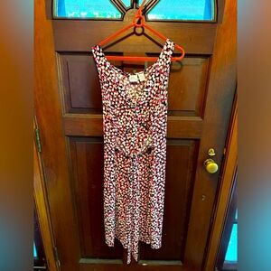 Giorgio Fiorlini XL Sleeveless Dress Women Stretch Pink Red Black Polka Dot Tie